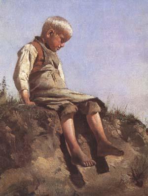 Franz von Lenbach Young boy in the Sun (mk09) oil painting image